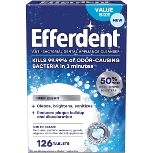 Viên sủi diệt khuẩn, làm sạch, làm sáng chuyên sâu dùng trong nha khoa Efferdent Deep Clean 126 viên